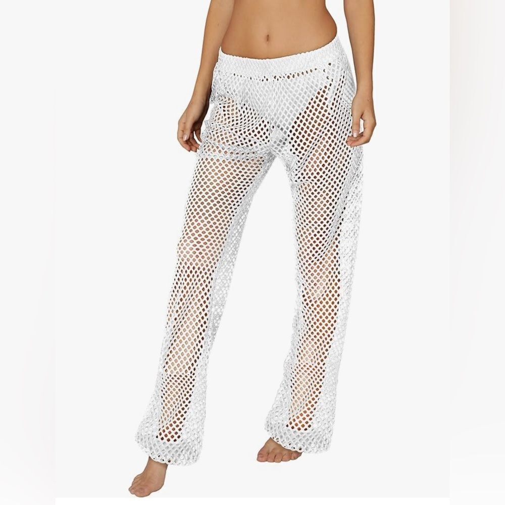 Ingear Coverup Pants White Mesh Open Leg Small